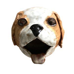 Collectible OOAK Artist-Made DOG POTTERY WALL DECOR Perfect Cond. EUC